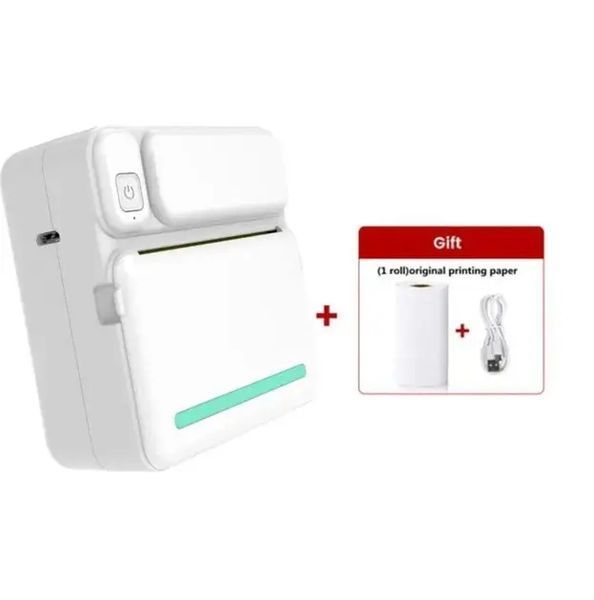 Портативний термопринтер з Bluetooth + рулон термопаперу, C19 / Міні принтер для друку M17129 фото