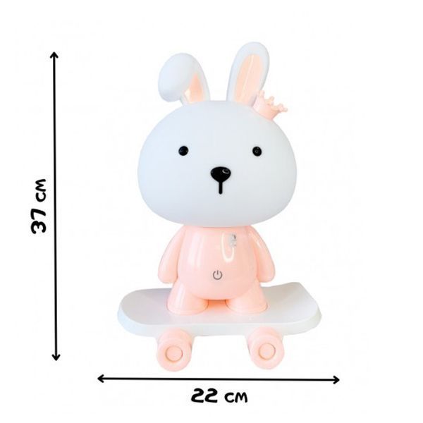 Нічник дитячий &laquo;Зайчик на скейті&raquo; MGZ-1407(Pink) живлення від USB MGZ-1407(Pink) фото