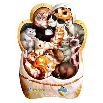 Дерев'яний пазл-вкладиш "Котики-муркотики" Ubumblebees (ПСФ133) PSF133 PSF133 фото