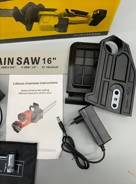 Акумуляторна ланцюгова пила Жовта 2 акумулятори 18 В, 16" Electric SAW, Електропила на акумуляторі WAS48 фото