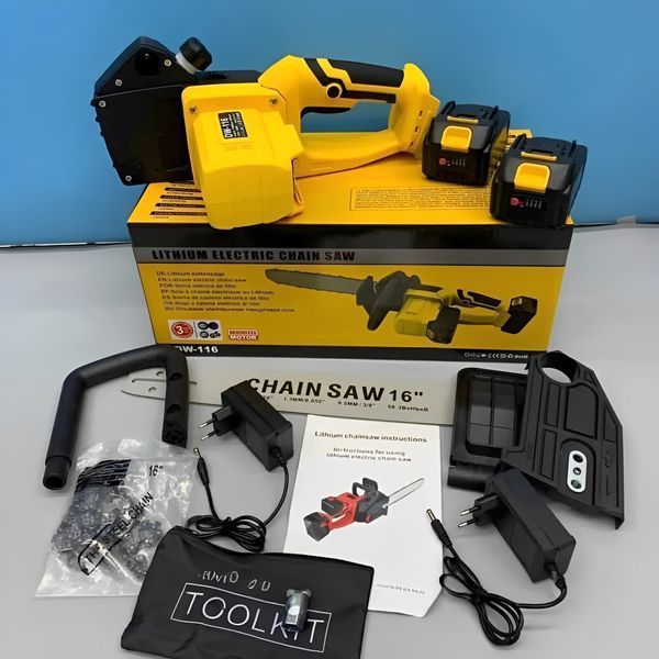 Акумуляторна ланцюгова пила Жовта 2 акумулятори 18 В, 16" Electric SAW, Електропила на акумуляторі WAS48 фото