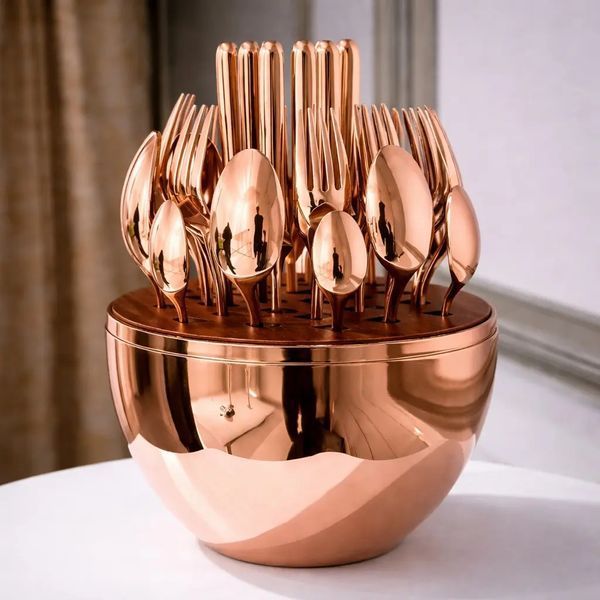 Столові прилади із нержавіючої сталі EGG 24 шт Bronze M20-9/3 фото
