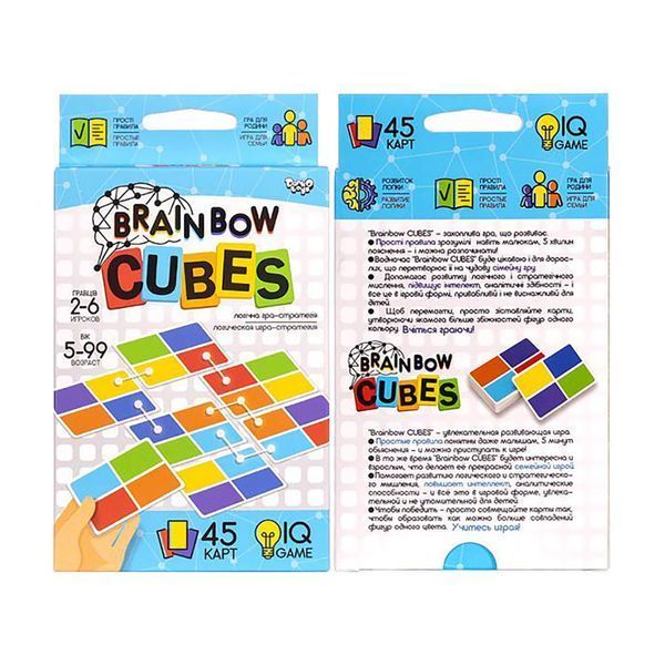 Розважальна настільна гра "Brainbow CUBES" G-BRC-01-01, 45 карт G-BRC-01-01 фото