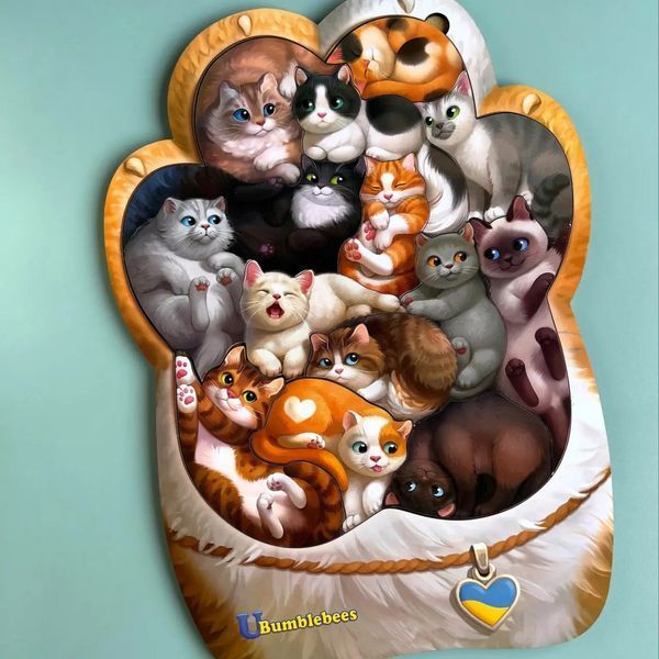 Дерев'яний пазл-вкладиш "Котики-муркотики" Ubumblebees (ПСФ133) PSF133 PSF133 фото
