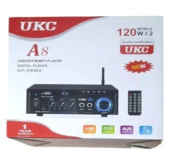 Підсилювач UKC A8 USB/SD CARD/FM/AUX 2CH підсилювач звуку sp10263 фото