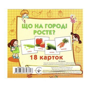 Розвиваючі картки для дітей Що росте на городі J018y, 18 картинок J018y фото