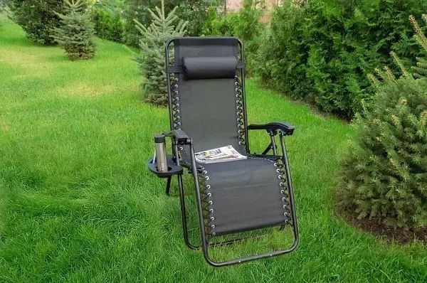 Садове Крісло Шезлонг до 120 кг Складаний Шезлонг для Дачі Zero Gravity XXL n2150 фото