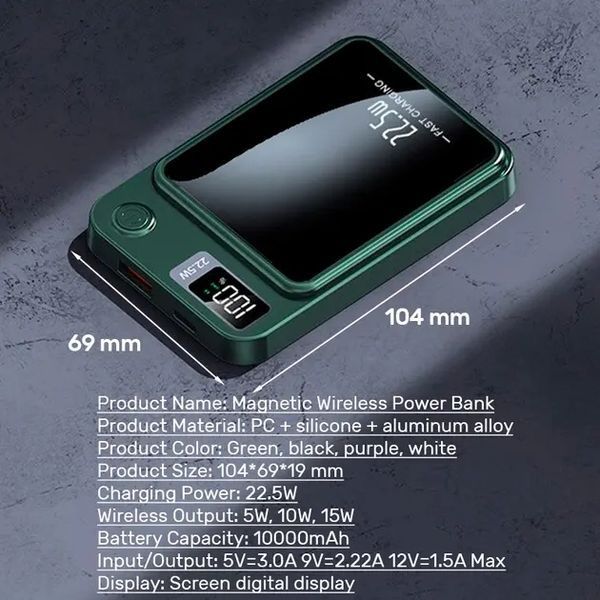 Power bank беспроводной XIYT Y211 / быстрая зарядка / Magsafe / Magnetic / 22.5W + 15W / 10000 mAh JamY211 фото