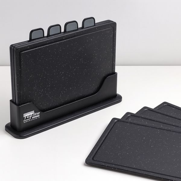 Набір обробних дощок Zepline ZP-00220 Чорний &mdash; 5 предметів із підставкою BLAK220 фото