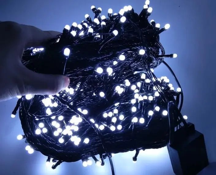 Світлодіодна Гірлянда нитка 201 led Біла (чорний дріт) sa1,8*5432173 фото