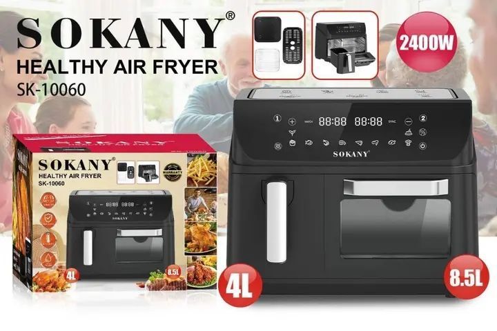 Аерофритюрниця Sokany SK-10060 з 2 чашами, сенсорне керування SK-10060 фото