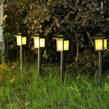 Садовий ліхтар на сонячній батареї Квадрат LED 26 см 6 WW Білий теплий 2019018 фото