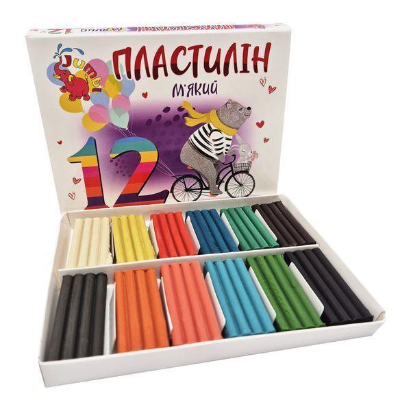 Дитячий м'який пластилін КТ 230604, 12 кольорів КТ 230604 фото