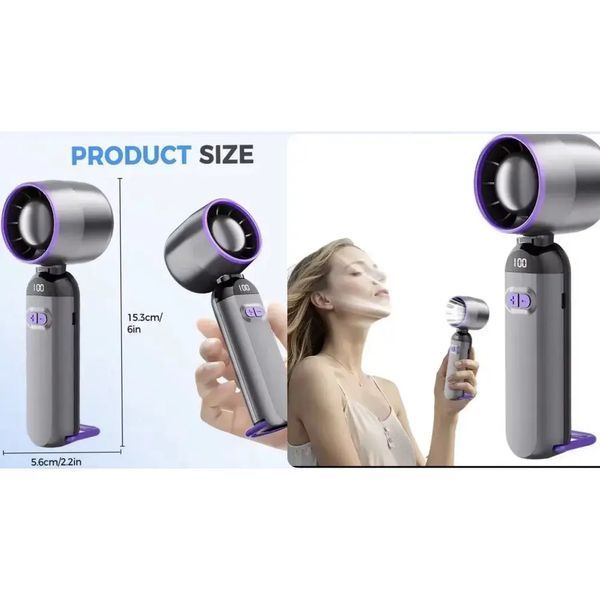 Вентилятор портативний настільний ручний Handheld fan LY-937 із вбудованим акумулятором та з цифровим дисплеєм, 5 швидкостей 2054228 фото