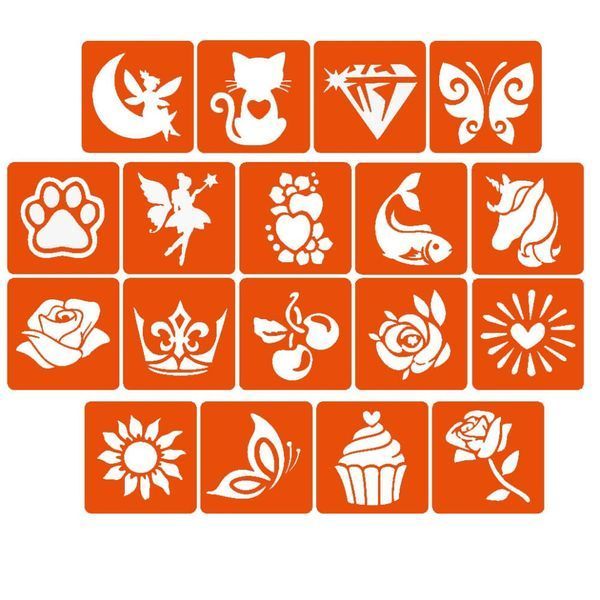 Набір для біо-тату "Для дівчаток #4 - гліттер" set-girls-4-glitter 18 трафаретів set-girls-4-glitter фото