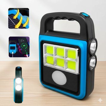 Ліхтар прожектор USB із сонячною панеллю та повербанком Solar LED light HS-8020 60 Вт водозахисту IP65 HS8020 фото