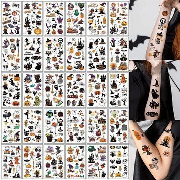 Набір дитячих тимчасових тату "Хелловін" kids-tatto-halloween-set-30 kids-tatto-halloween-set- фото