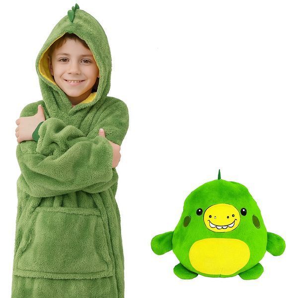 Дитячий плед-толстовка Huggle Hoodie &laquo;Лісова пригода&raquo; (зелений) &mdash; затишний плед-худі 3 в 1 для ігор і відпочинку HHG02 фото