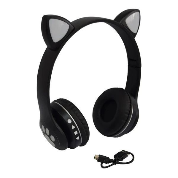 Бездротові дитячі Bluetooth-навушники з вушками та підсвіткою Cat-23M Чорний BLACK23V фото