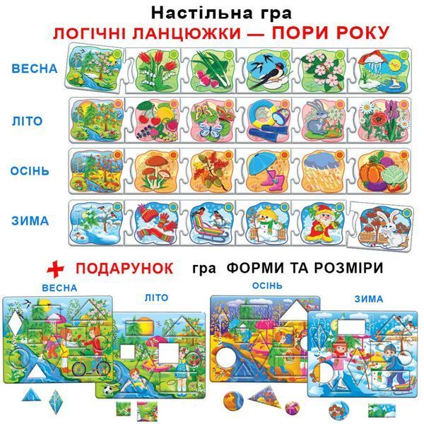 Дитяча розвиваюча гра "Логічні ланцюжки. Пори року" 86065 укр. мовою 86065 фото