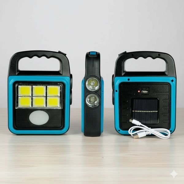 Ліхтар прожектор USB із сонячною панеллю та повербанком Solar LED light HS-8020 60 Вт водозахисту IP65 HS8020 фото