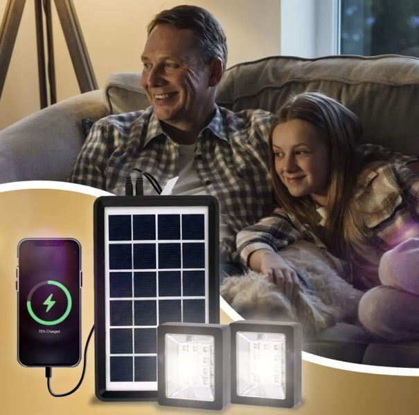 Портативна сонячна система EP-05 3в1 6v3w, Led лампи х2, powerbank M15363 фото
