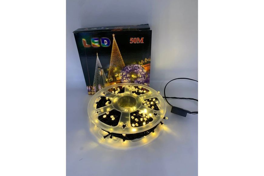 Гірлянда нитка на котушці, від мережі, 50м, 240LED, теплий білий/ Світлодіодна LED гірлянда на ялинку G5801 фото