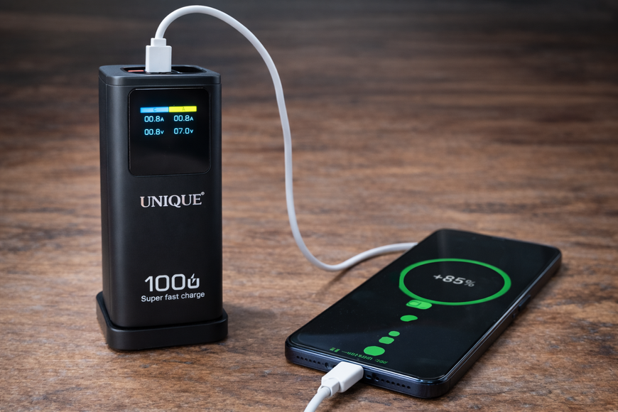 Портативна батарея UNIQUE 60000mah Power Bank швидка зарядка LED-дисплей UN60 фото